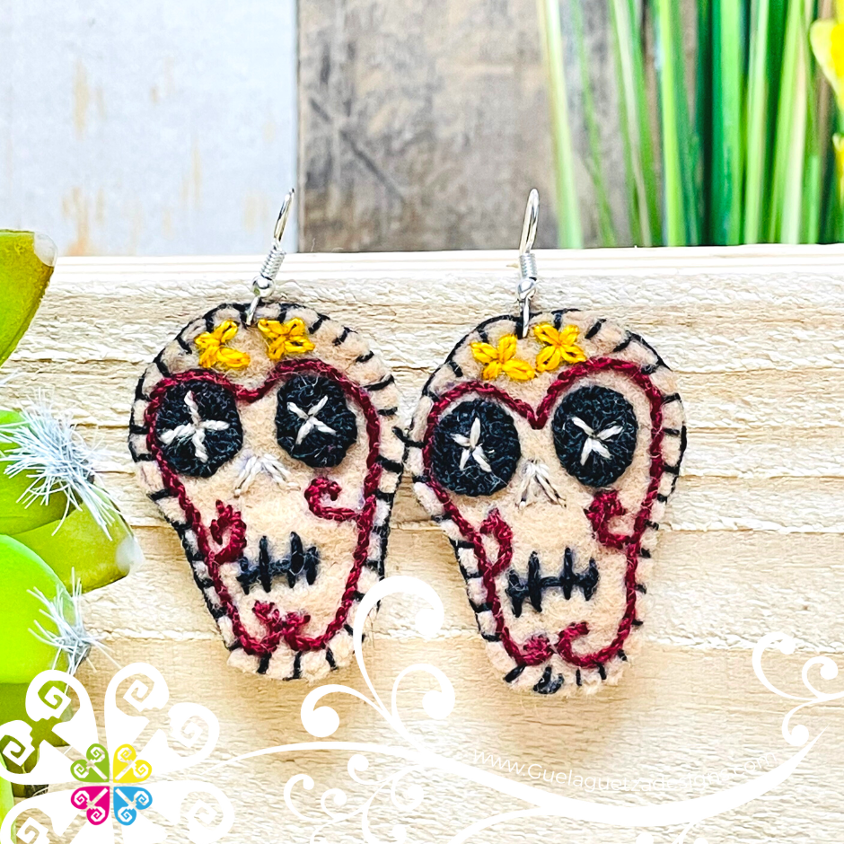 Sugar Skull Felt Earrings