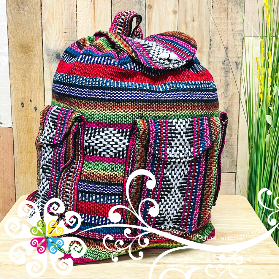 Large Boho Backpack with 3 Pockets - - Mochila Escolar