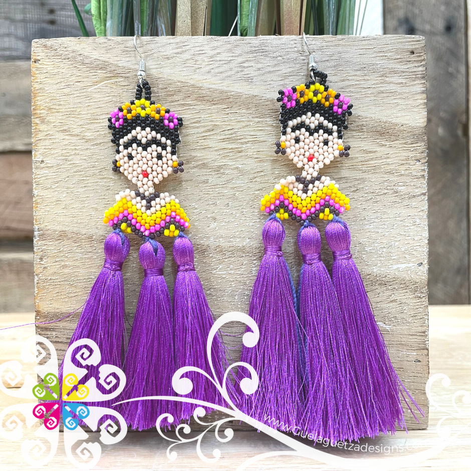 Triple Tassel Beaded Frida Earrings