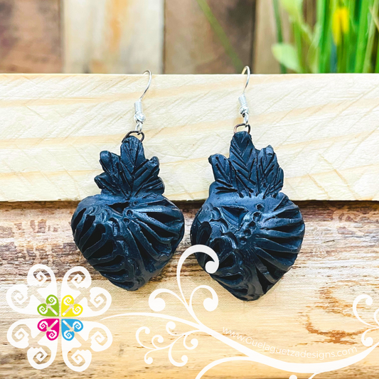 Corazon Fuego - Black Clay Earrings