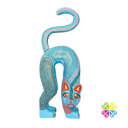 Large Cat Alebrije- Handcarve Wood Decoration Figure