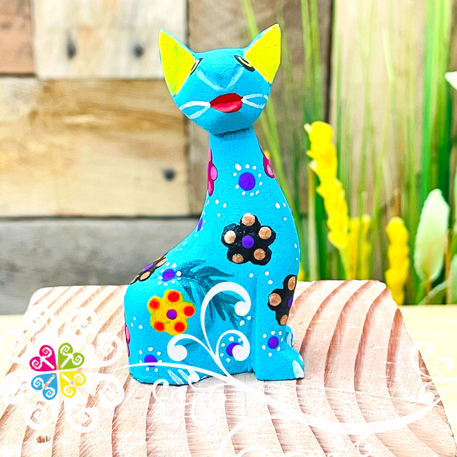 Mini Egyptian Cat Alebrije Handcarve Wood Decoration Figure