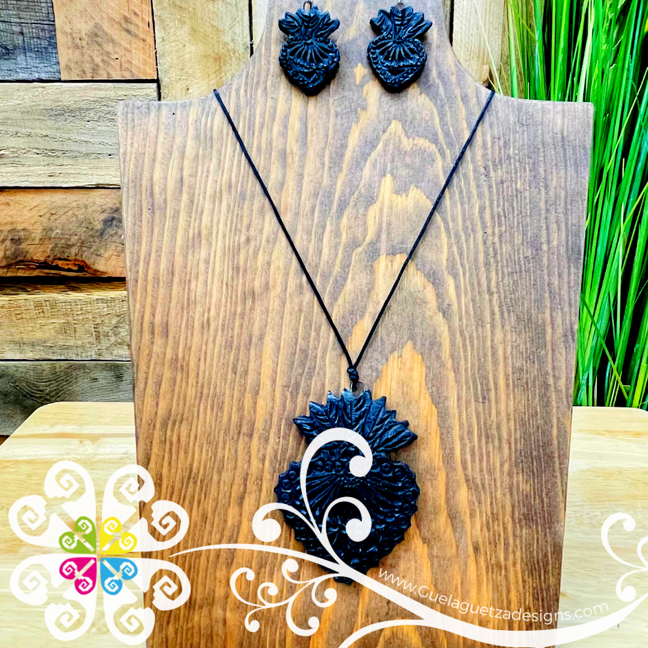 Heart of Spades Set - Black Clay Jewelry