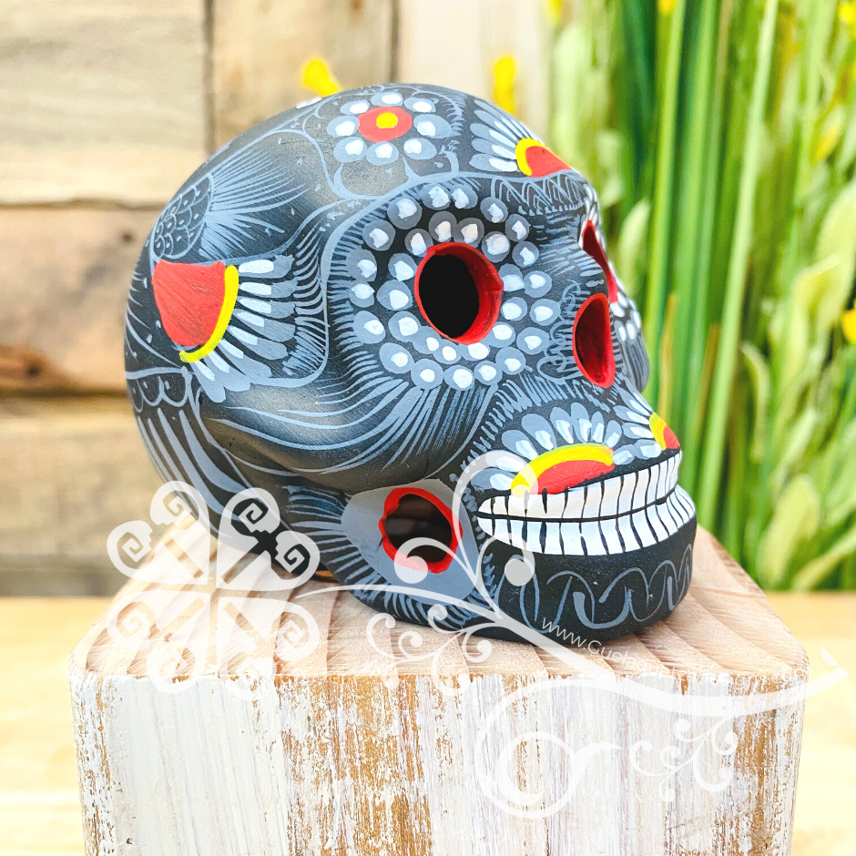 Small Solid Color Hand Painted Sugar Skull  - Calaverita Guerrero