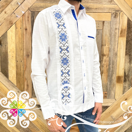 Single Blue Strip Guayabera - Linen Guayabera