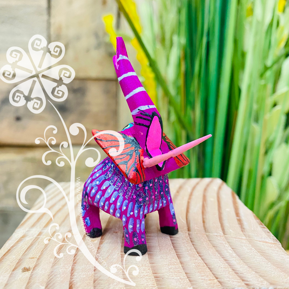 Mini Elephant Alebrije Handcarve Wood Decoration Figure