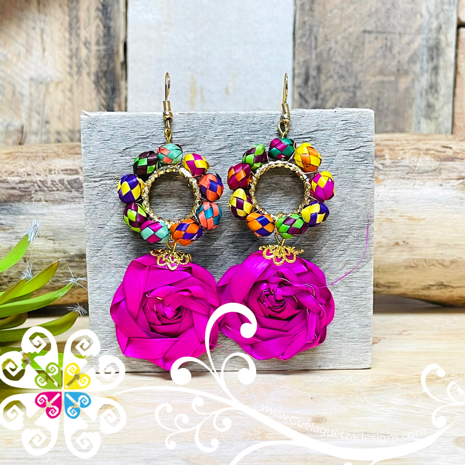 Medallion Rose - Palm Earrings