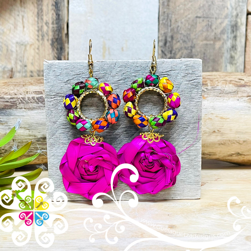 Medallion Rose Palm Earrings Guelaguetza Designs