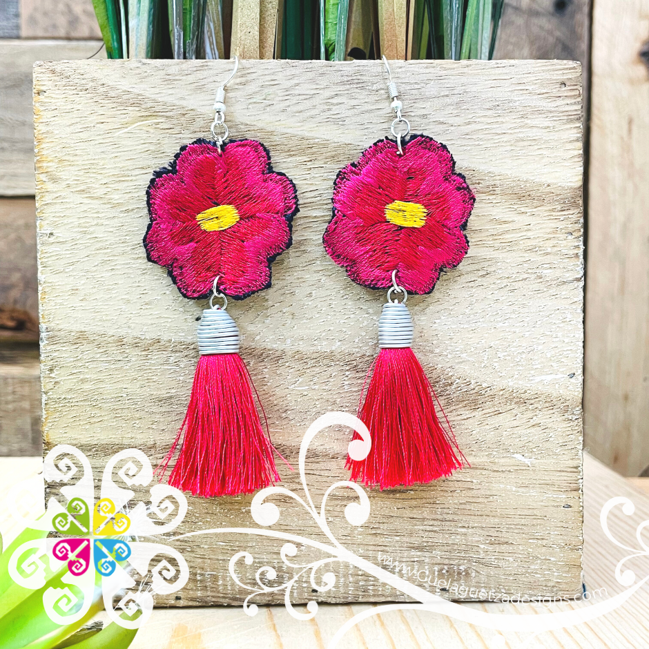 Flor Bordada with Tassel Earrings