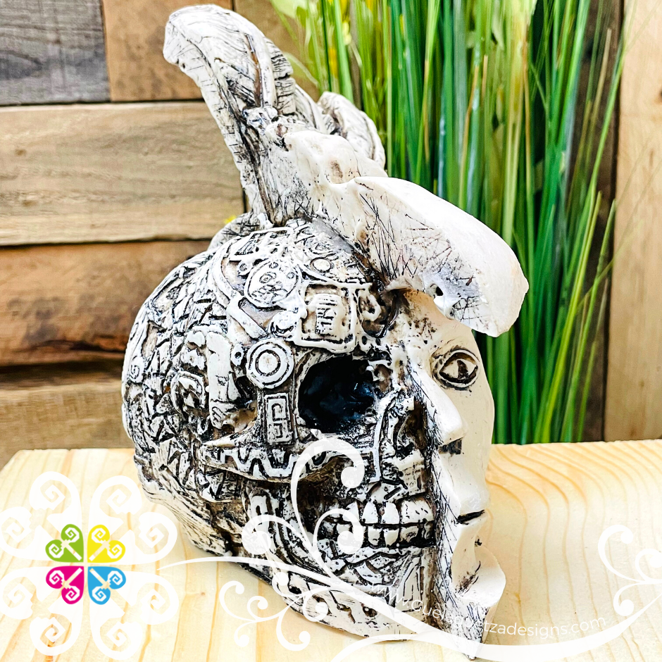 Large Penacho- Artisan Day of Dead Resin Skull