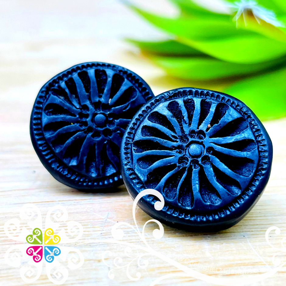 Pistil Studs - Black Clay Earrings