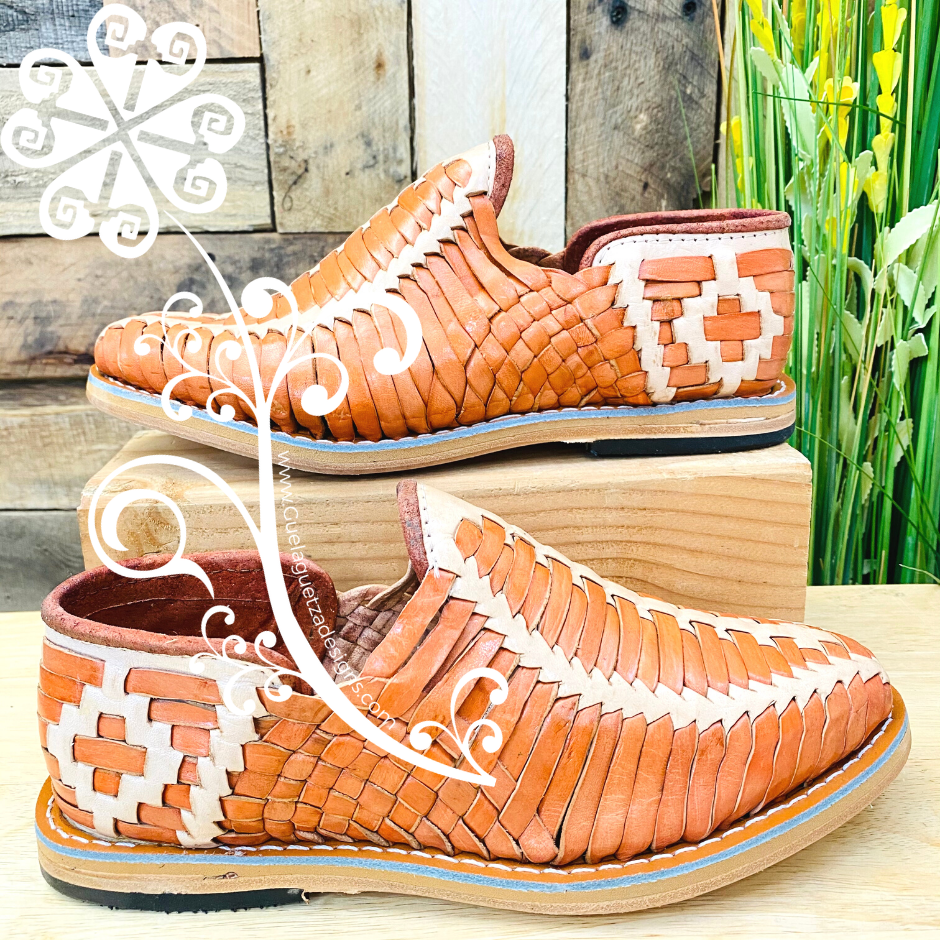 Terracotta with Beige Tejido Leather Men Shoes