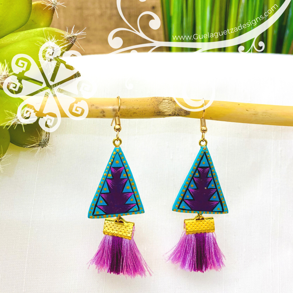 Fine Hand Painted Earrings - Triangule