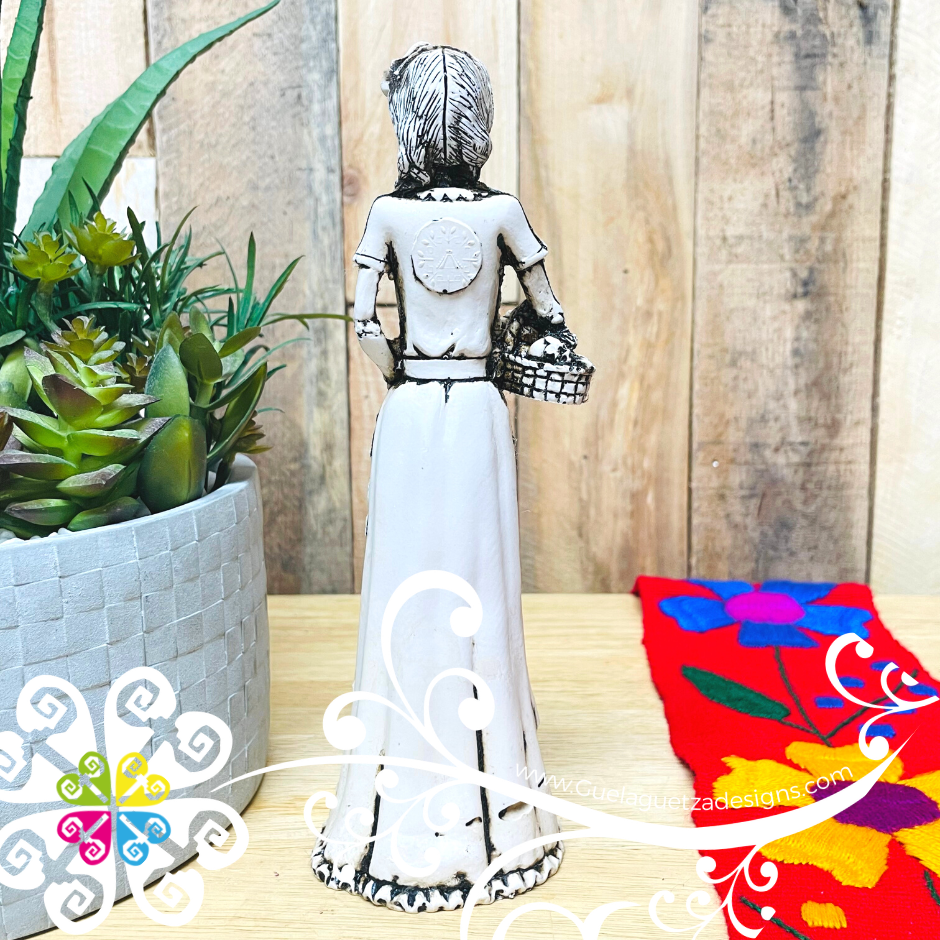 Medium Catrina with Basket - Day of the Dead Decoration Resin Statue