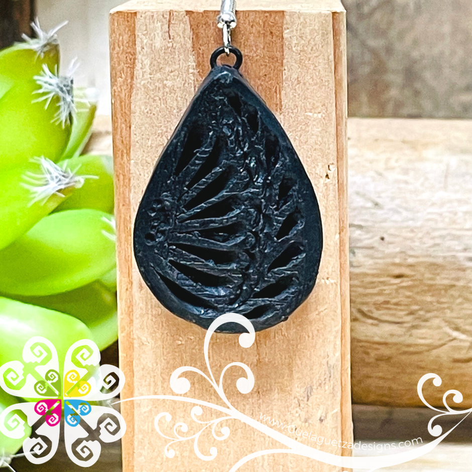 Oval - Black Clay Earrings