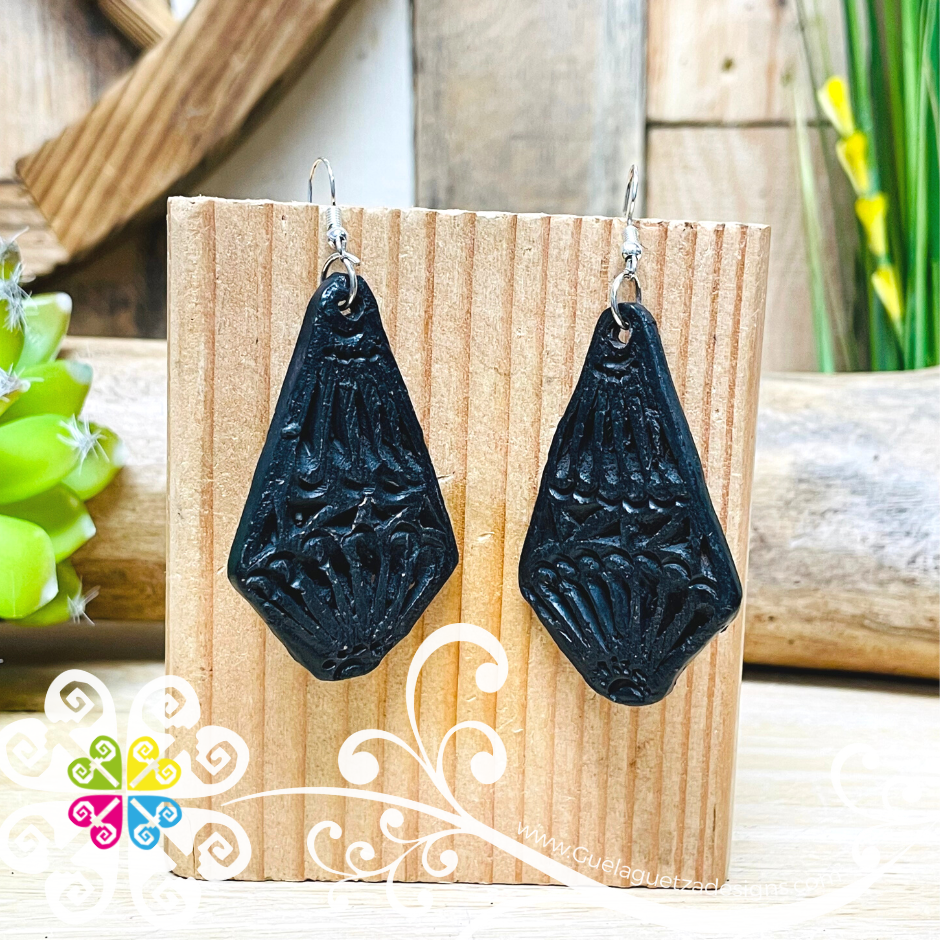 Rhombus - Black Clay Earrings