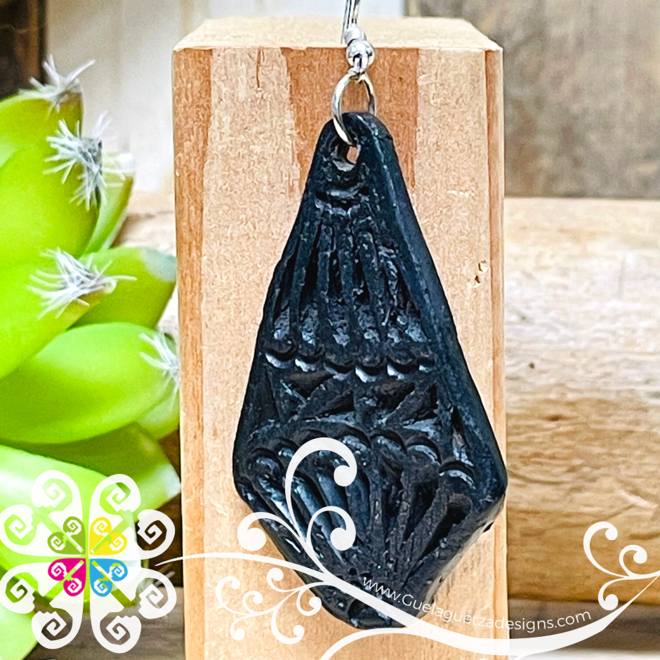 Rhombus - Black Clay Earrings