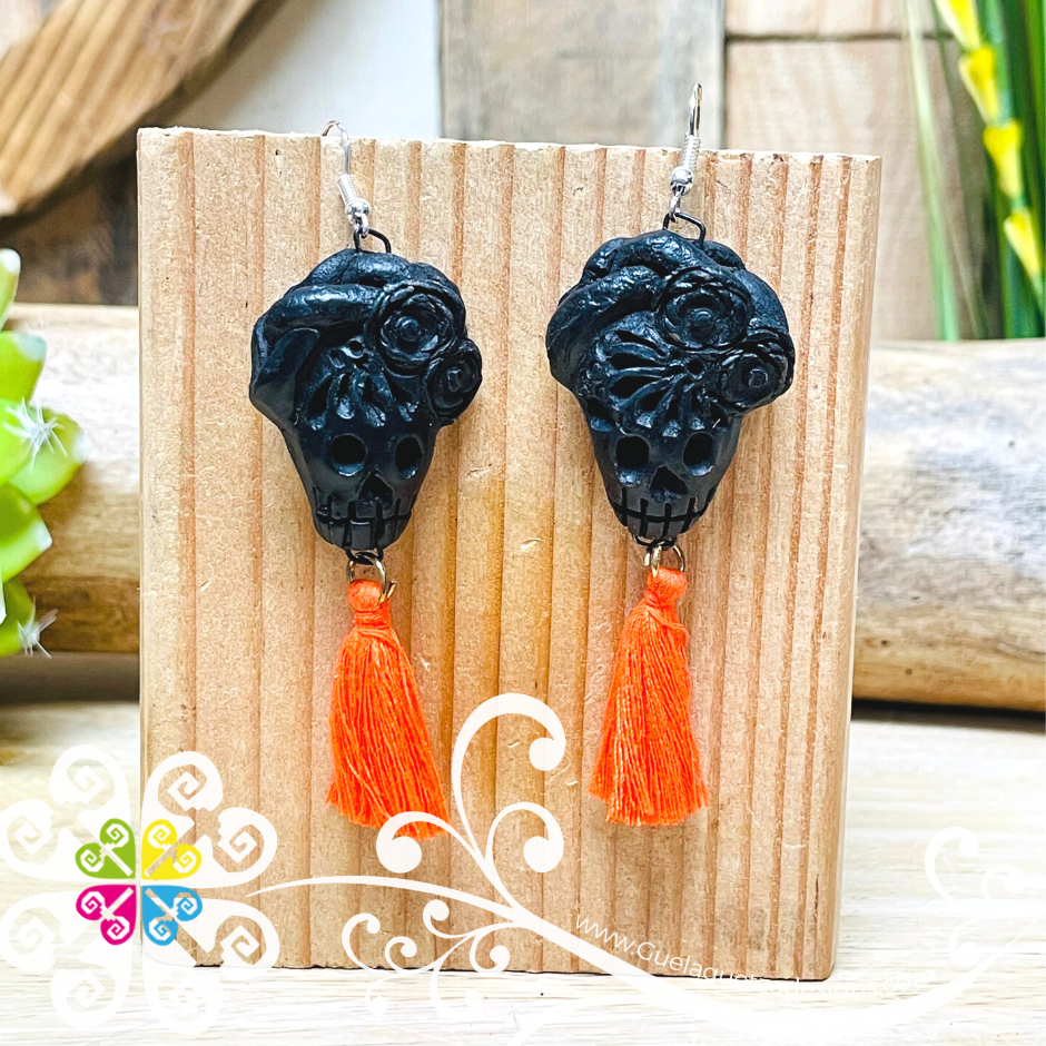 Frida Tassels - Black Clay Earrings