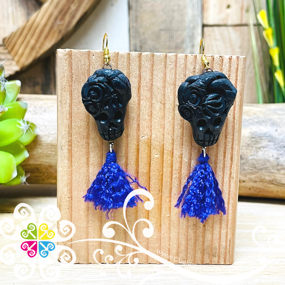 Frida Tassels - Black Clay Earrings