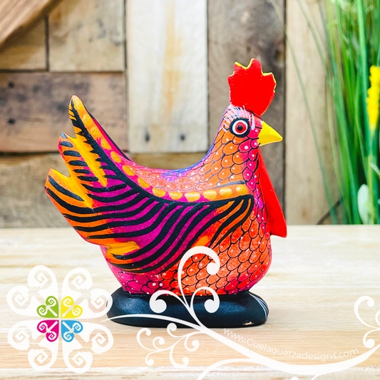 Medium Hen Alebrije- Handcarve Wood Decoration Figure