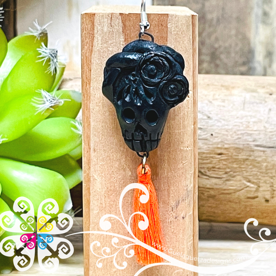 Frida Tassels - Black Clay Earrings