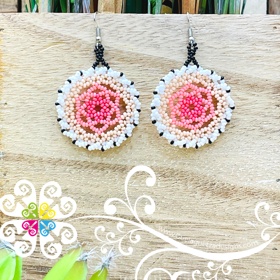 Honeycomb Circular Beaded Earrings