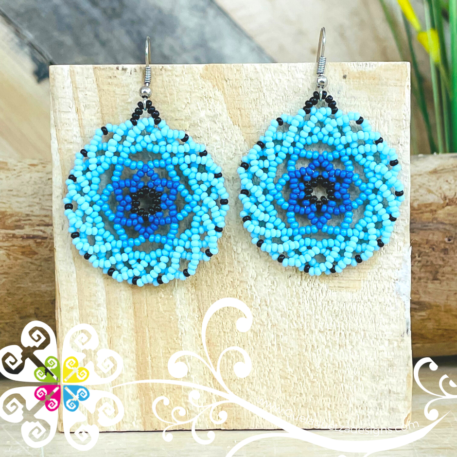 Honeycomb Circular Beaded Earrings