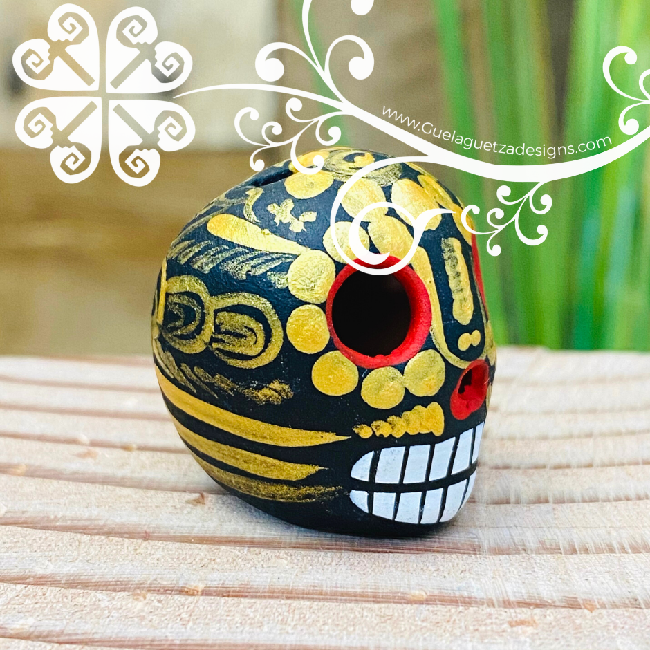 Set of 5 Mini Hand Painted Sugar Skull  - Calaverita Guerrero