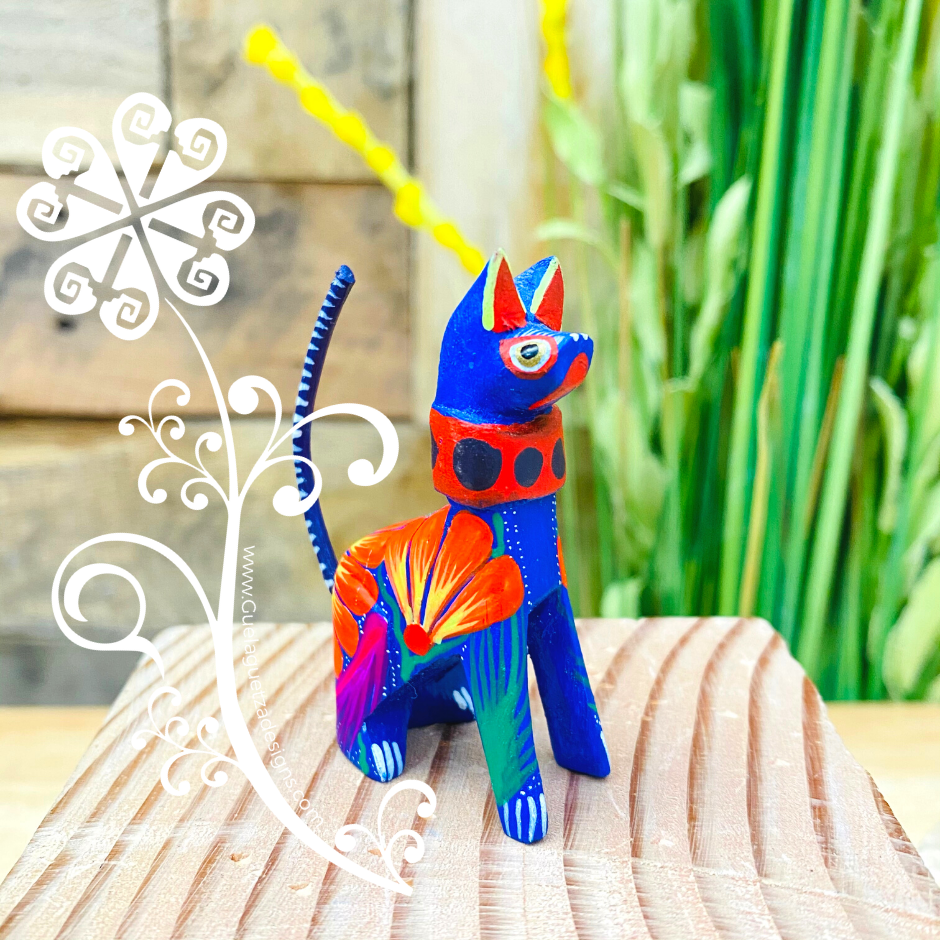 Mini Dog Schnauzer Alebrije Handcarve Wood Decoration Figure