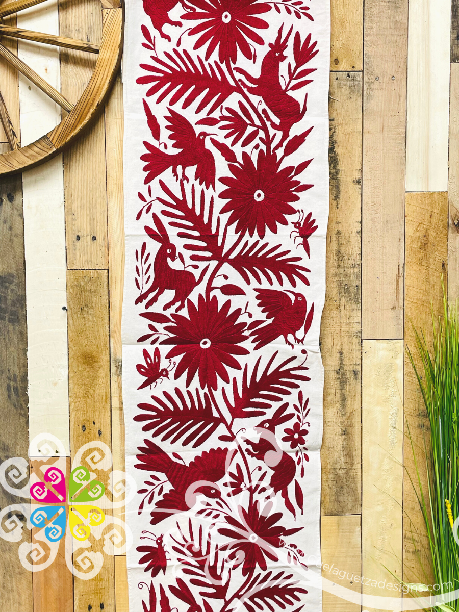 Maroon Large Solid Color Otomi Table Runner - Camino de Tenango