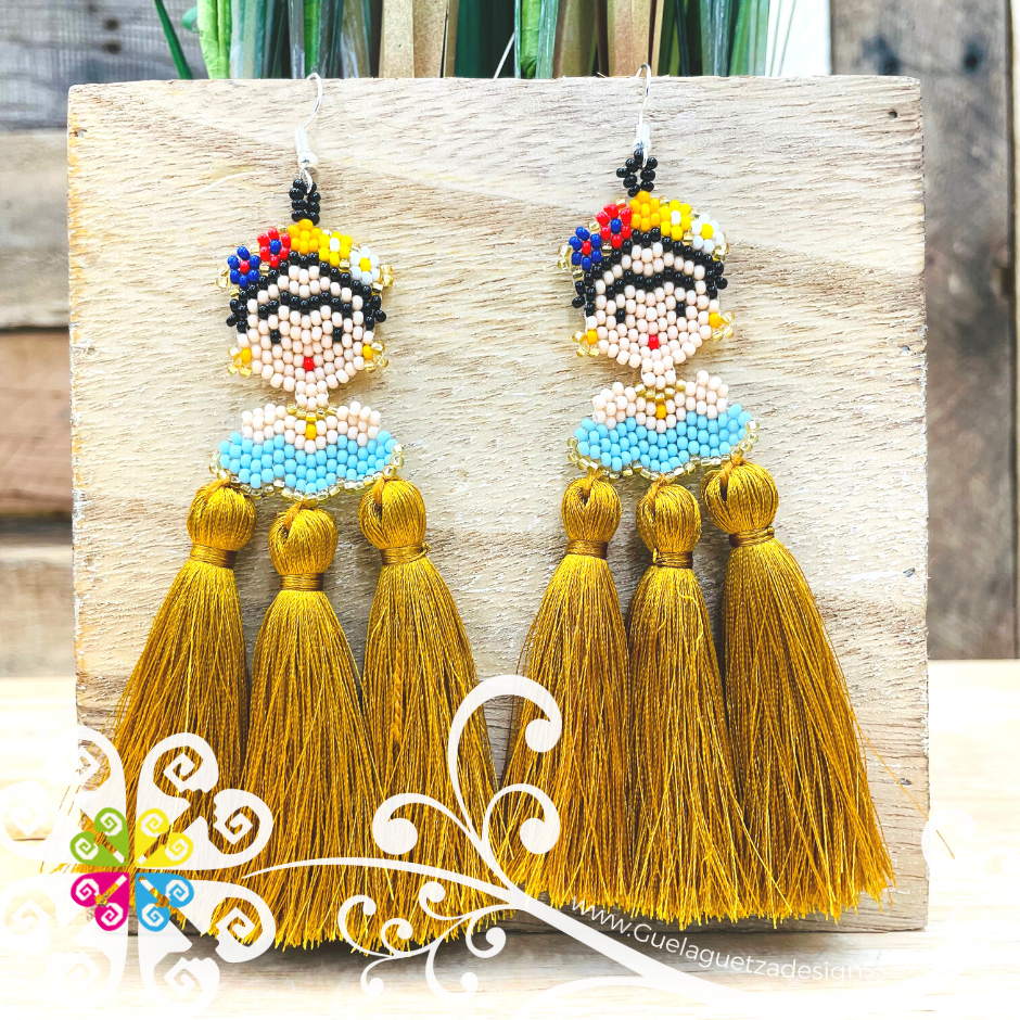 Triple Tassel Beaded Frida Earrings