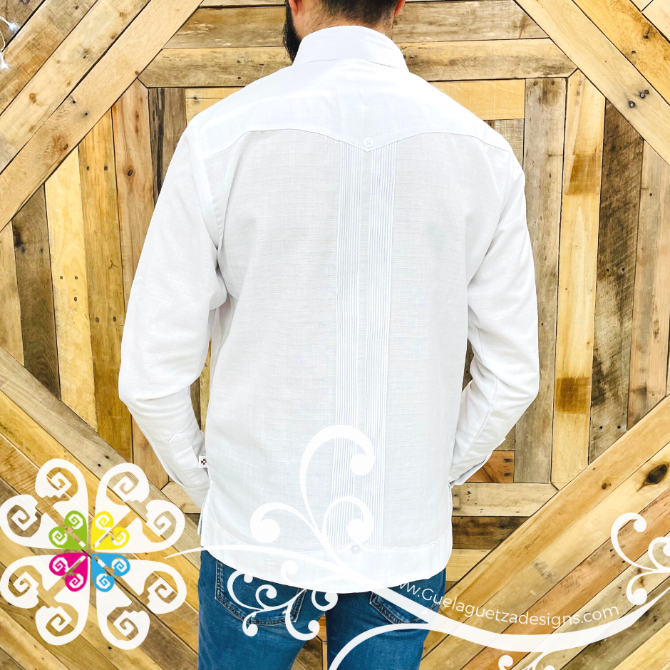 White Embroider Guayabera Presidencial - Linen Guayabera