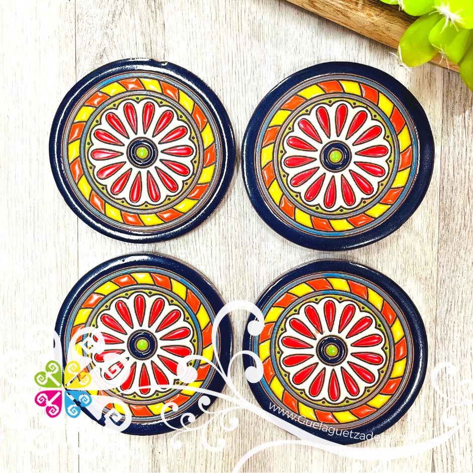 Hand painted Mexican tile coasters, Set of 4 Talavera tile Coasters – Julie  Butler Creations
