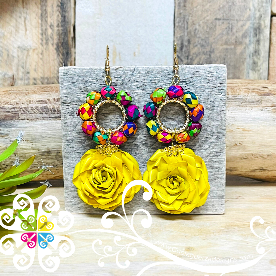 Medallion Rose - Palm Earrings