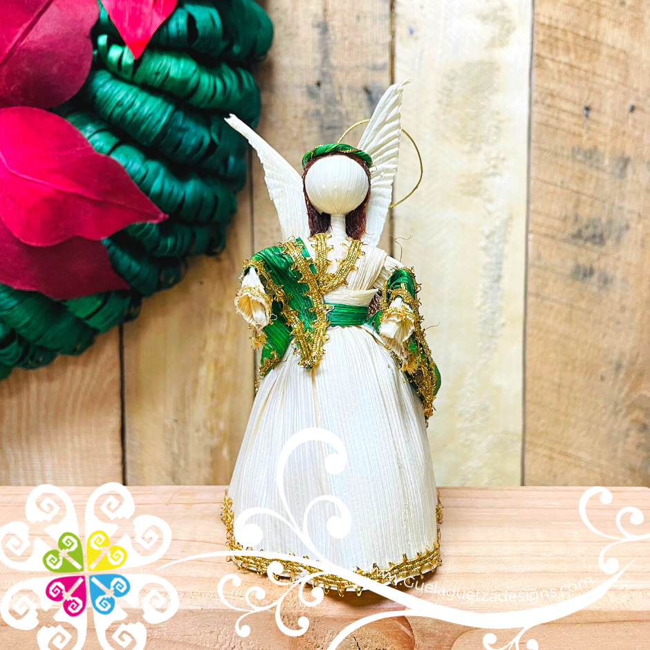 Small Corn Husk Angel Ornament - Set of 4