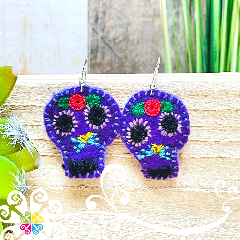 Sugar Skull Felt Earrings