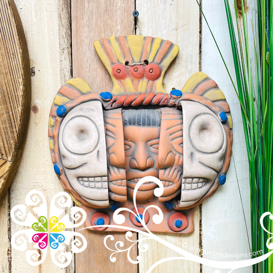 Large Life Cycles Mexican Clay Mask - Artisan Wall Art