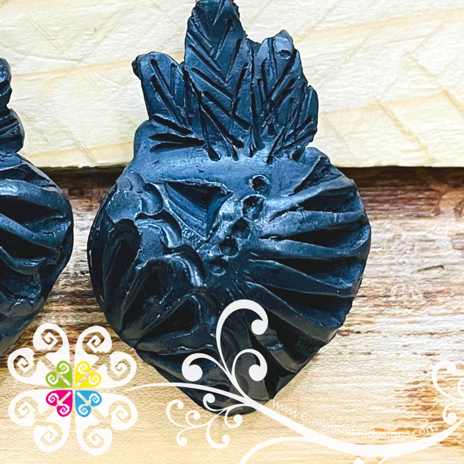 Corazon Fuego - Black Clay Earrings