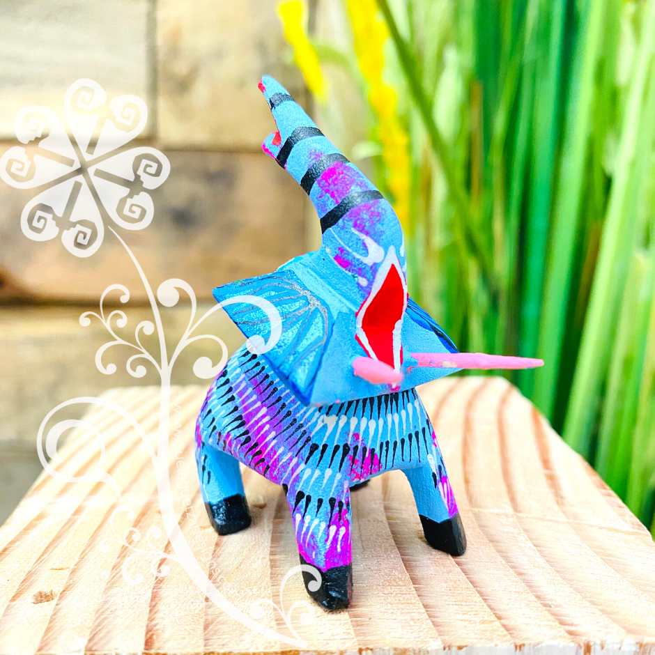 Mini Elephant Alebrije Handcarve Wood Decoration Figure