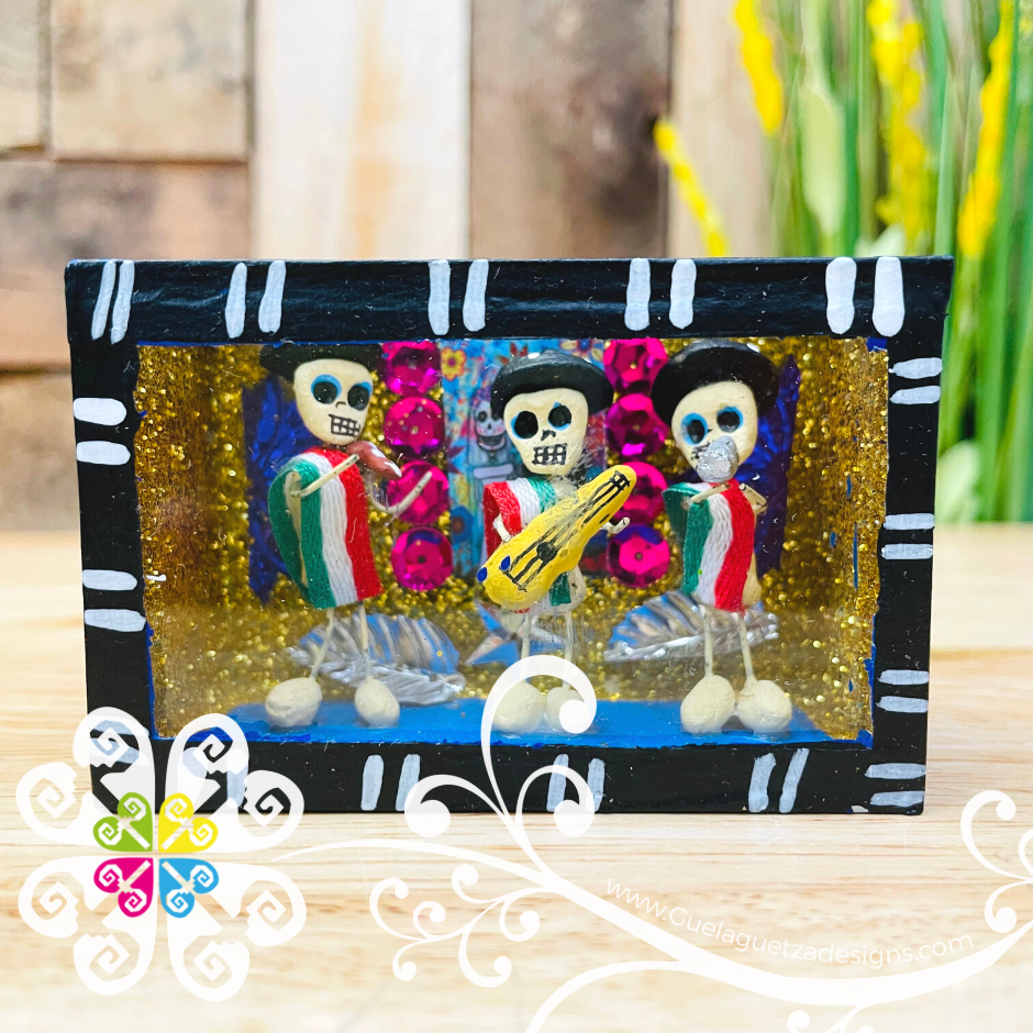 Black Mini Square Mexican Box Decor - Cajita Decorativa Barro Cocido