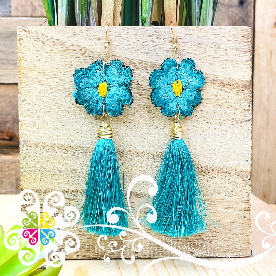 Flor Bordada with Tassel Earrings