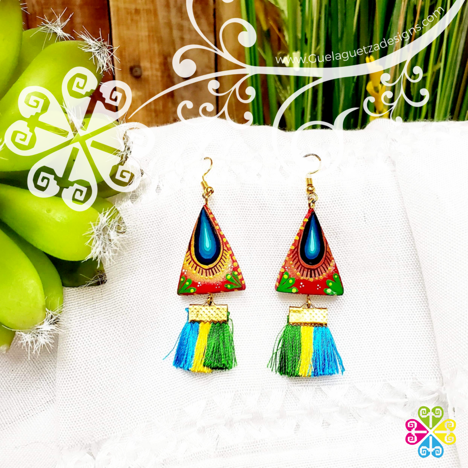 Fine Hand Painted Earrings - Triangule