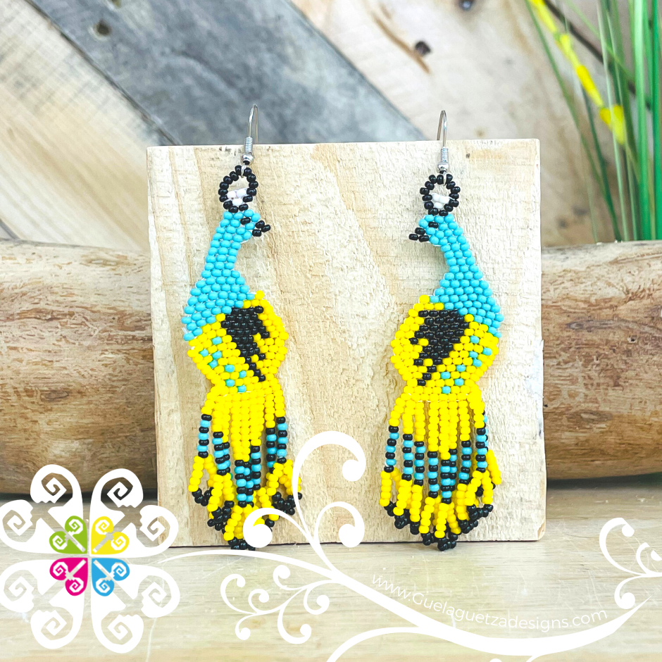 Peacock Earrings - Beaded Earrings