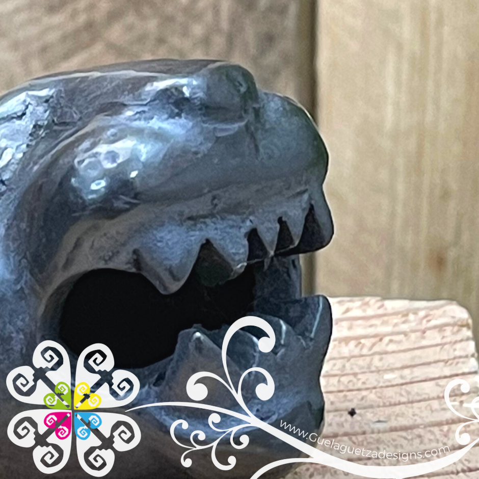 Mini Jaguar Skull  - Black Clay Oaxaca