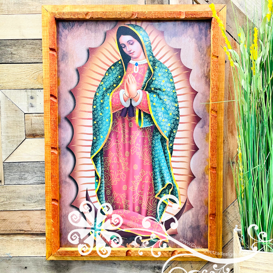 Large Religious Large Wall Art - Rustic Wood Frame Litografia