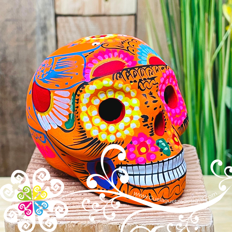 Small Multicolor Hand Painted Sugar Skull  - Calaverita Guerrero