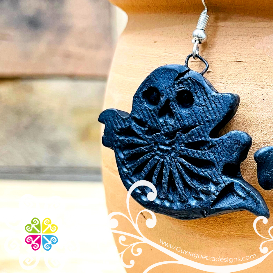 Little Ghost - Black Clay Earrings