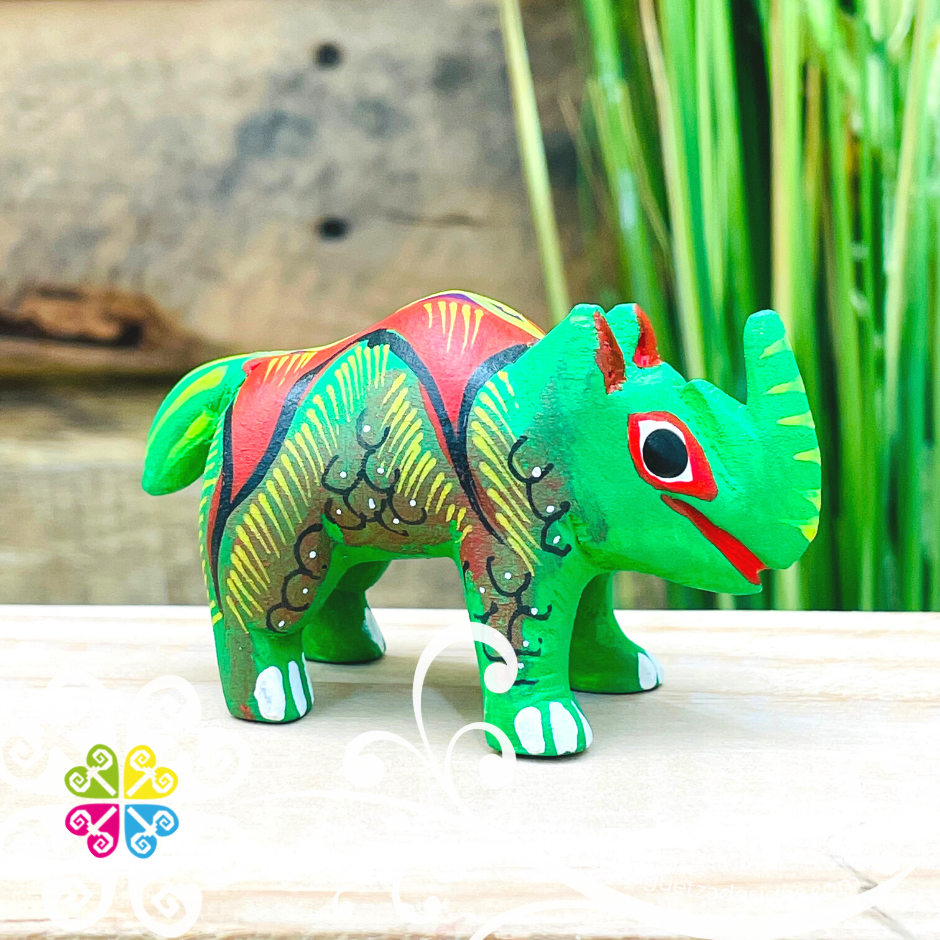 Rhino Alebrije- Handcarve Wood Decoration Figure