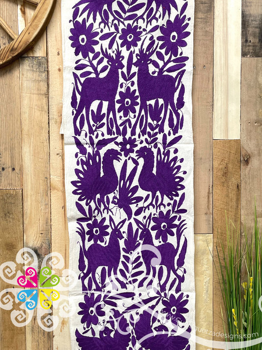 Purple Large Solid Color Otomi Table Runner - Camino de Tenango