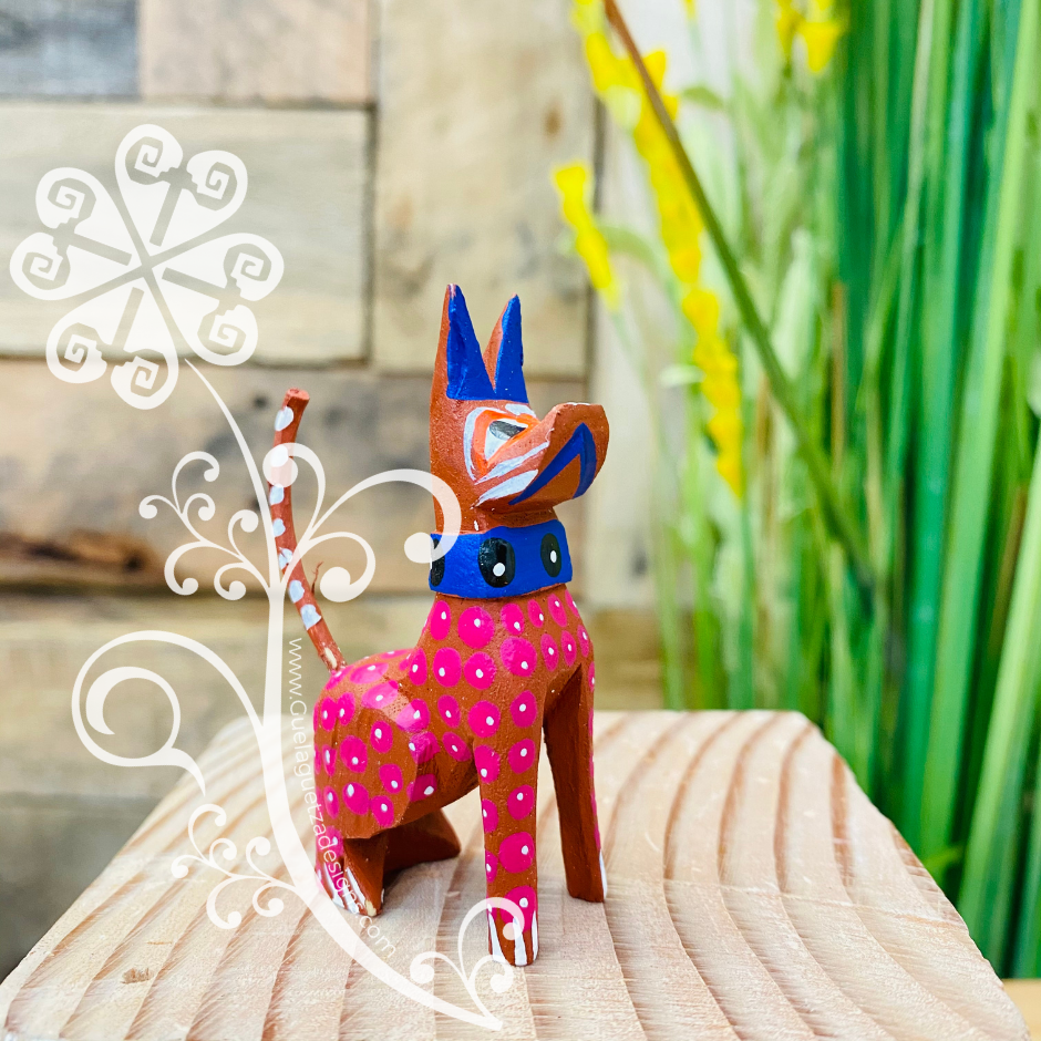 Mini Dog Schnauzer Alebrije Handcarve Wood Decoration Figure